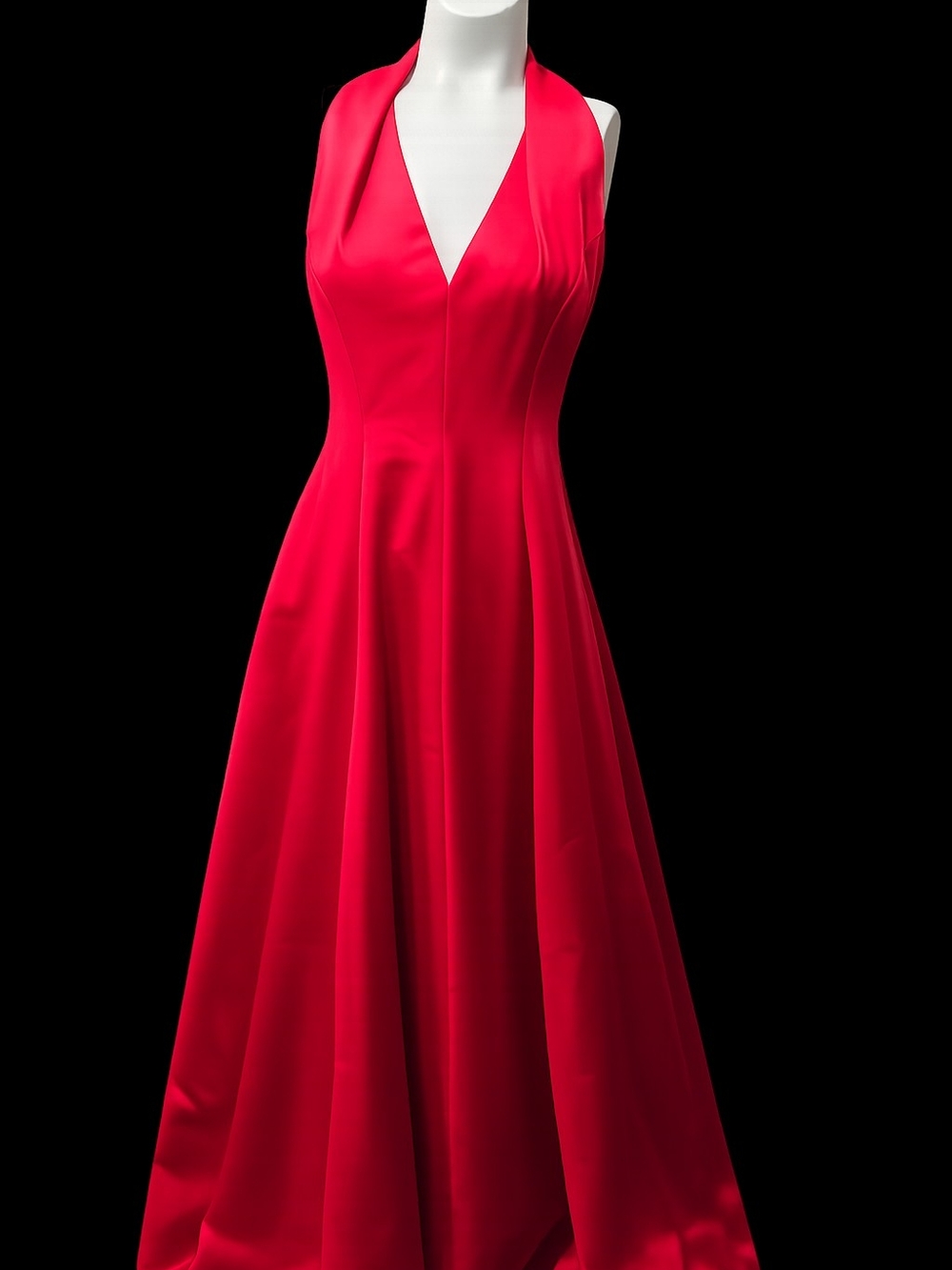 Victor Costa Vintage Red Halter Formal Gown Maxi Dress Size 4